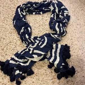 Tory Burch navy and ivory scarf
